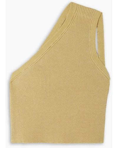 Jacquemus Ascu One-shoulder Ribbed Linen-blend Top - Yellow