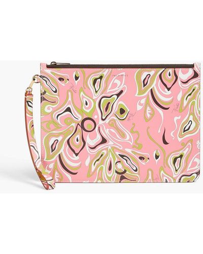 Emilio Pucci Printed Leather Pouch - Pink