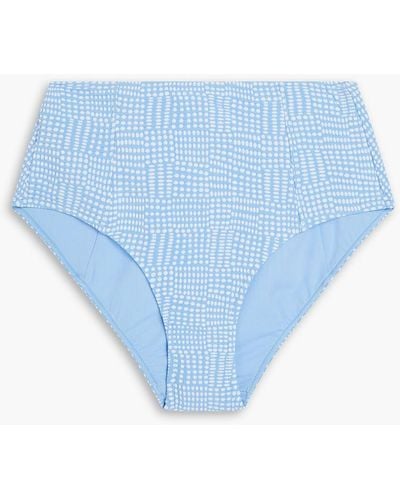 Seafolly Polka-dot Stretch-seersucker High-rise Bikini Briefs - Blue