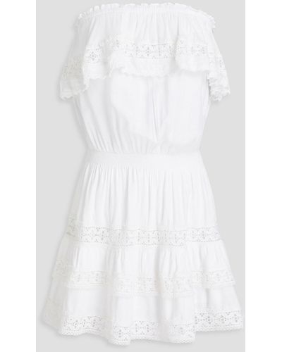 Melissa Odabash Salma Strapless Macramé Lace-trimmed Woven Mini Dress - White