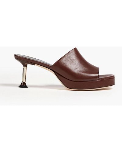 BY FAR Cala Leather Mules - Brown