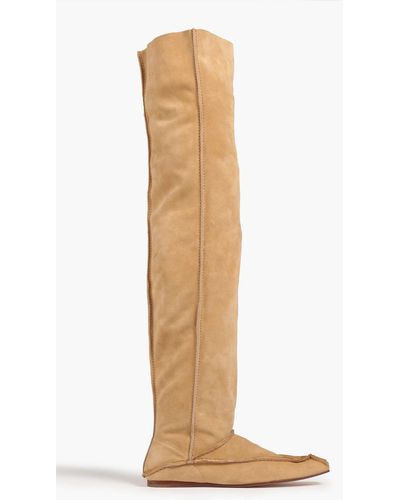 Acne Studios Suede Thigh Boots - White