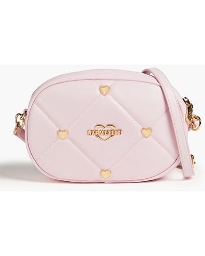 Love Moschino Quilted Embellished Faux Leather Shoulder Bag - Pink