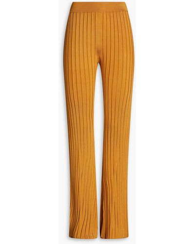 REMAIN Birger Christensen Ribbed-knit Flared Trousers - Orange