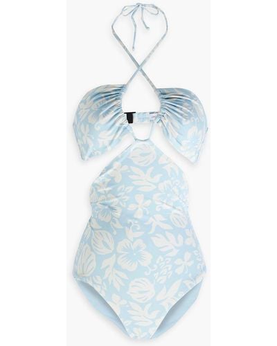 Onia Cutout Printed Swimsuit - Blue