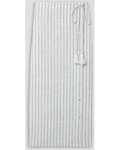 Altuzarra Echo Striped Linen Midi Wrap Skirt - White