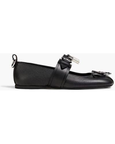 JW Anderson Embellished Textured-leather Ballet Flats - Black