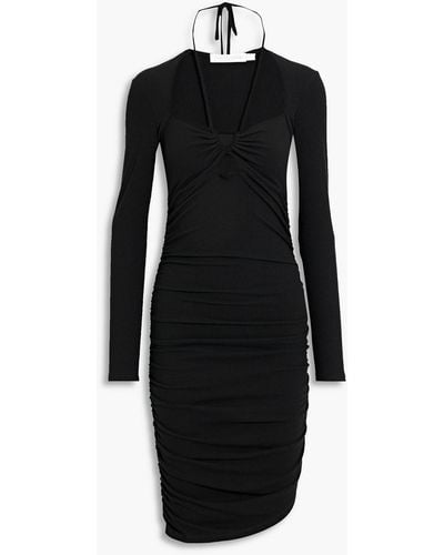 Jonathan Simkhai Tanya Cutout Ruched Stretch-modal Jersey Mini Dress - Black
