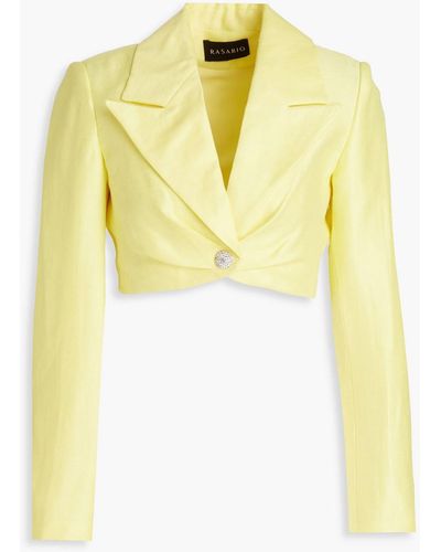 Rasario Cropped Embellished Linen-blend Jacket - Yellow