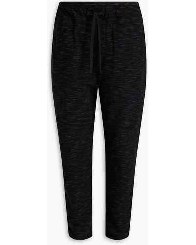 ATM Mélange Ribbed Cotton-blend Jersey Track Trousers - Black