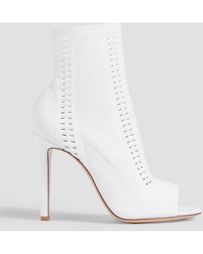 Gianvito Rossi Vires Stretch-knit Ankle Boots - White