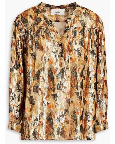 Ba&sh Metallic-camouflage Fil Coupé Silk-blend Chiffon Blouse - Multicolour