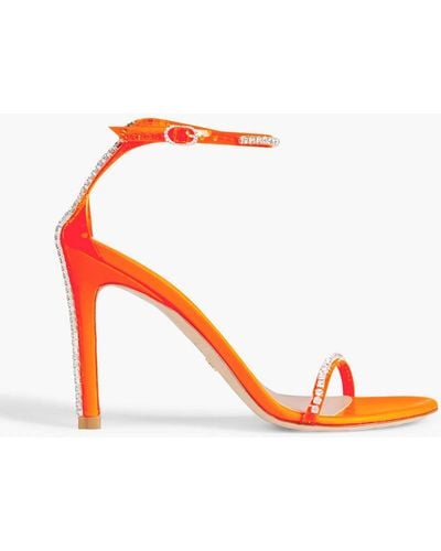 Stuart Weitzman Crystal-embellished Pvc Sandals - Orange