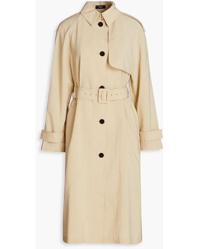 Theory Belted Crepe Trench Coat - Natural