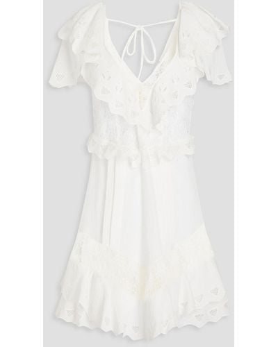 IRO Cotton Crochet-lace And Crepon Mini Dress - White