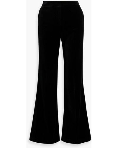 Iris & Ink Felicity Cotton-blend Velvet Flared Trousers - Black
