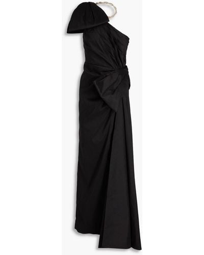 Rachel Gilbert Fauve One-shoulder Crystal-embellished Taffeta Gown - Black