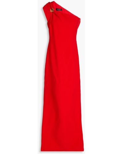 Versace Robe aus seiden-crêpe mit asymmetrischer schulterpartie und verzierung - Rot