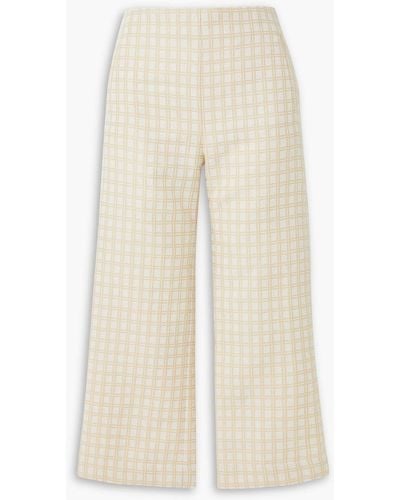 Lisa Marie Fernandez Cropped Checked Cotton-blend Bouclé-jacquard Straight-leg Trousers - Natural