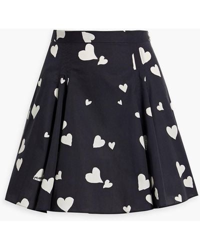 Marni Pleated Printed Cotton Mini Skirt - Black