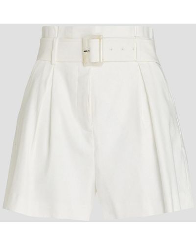 Veronica Beard Ashford Belted Linen-blend Twill Shorts - White