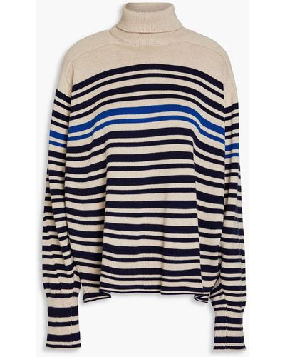 Rag & Bone Striped Cotton And Wool-blend Turtleneck Sweater - Blue