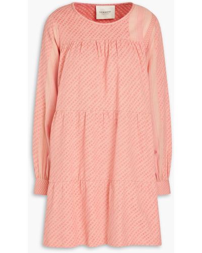 Summery Copenhagen Thea Tiered Cotton-jacquard Mini Dress - Pink