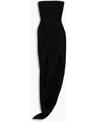 Alex Perry Ledger Strapless Draped Satin-crepe Gown - Black