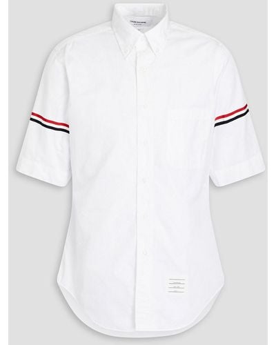 Thom Browne Striped Grosgrain-trimmed Cotton-poplin Shirt - White