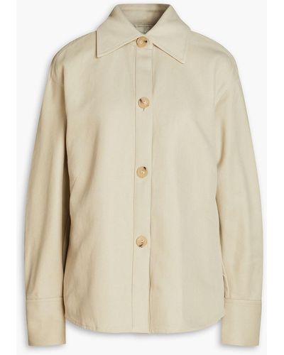 Vince Tie-detailed Cotton And Linen-blend Twill Jacket - Natural