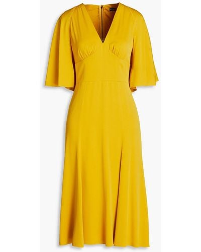 Dolce & Gabbana Gathered Silk-blend Crepe Midi Dress - Yellow