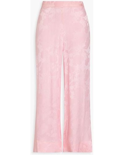 The Vampire's Wife Cropped Satin-jacquard Flared Trousers - Pink