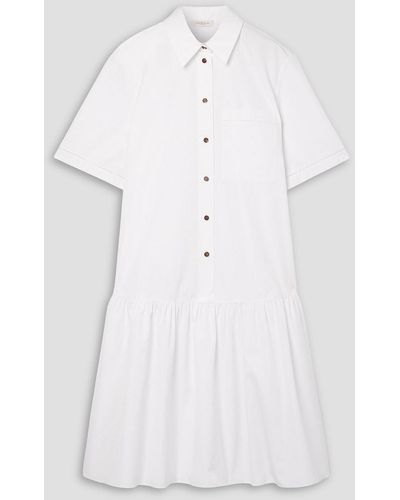 Lafayette 148 New York Troy gerafftes hemdkleid aus baumwollpopeline - Weiß