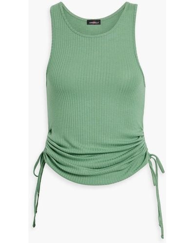 Cosabella Molly Ruched Ribbed Modal-blend Tank - Green