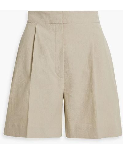 Iris & Ink Marysia Organic Cotton-blend Seersucker Shorts - Natural