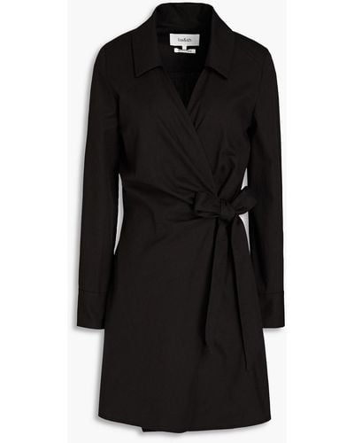 Ba&sh Olga Ruched Cotton-blend Canvas Mini Wrap Dress - Black