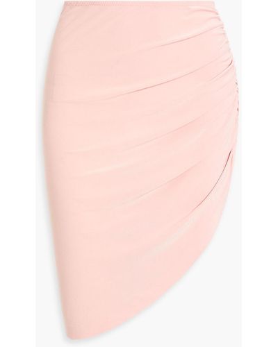 Norma Kamali Asymmetric Ruched Stretch-jersey Mini Skirt - Pink