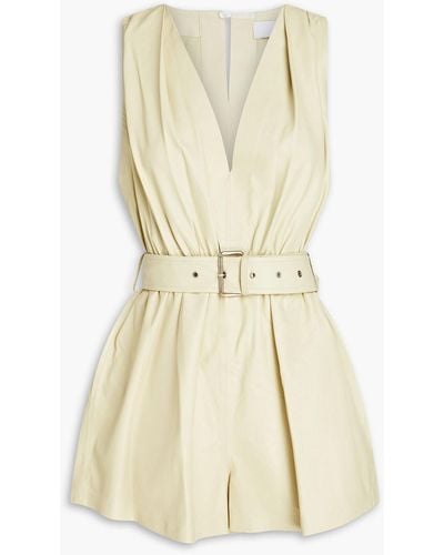 IRO Garissa Belted Leather Playsuit - Natural