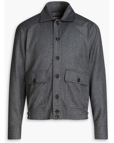Canali Mélange Wool-flannel Shirt - Grey