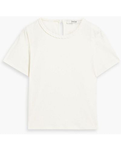 Joie Sola t-shirt aus baumwoll-jersey mit flechtbesatz - Weiß