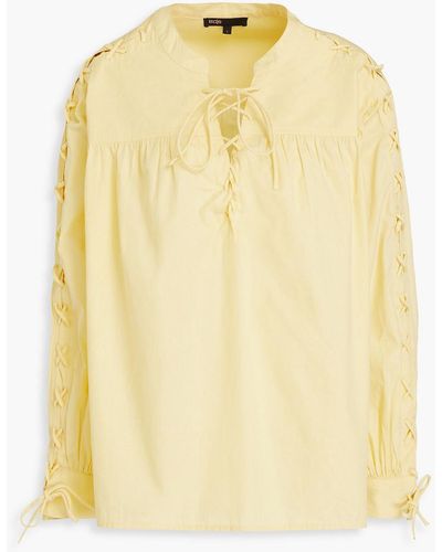 Maje Bluse aus baumwolle mit schnürung - Gelb