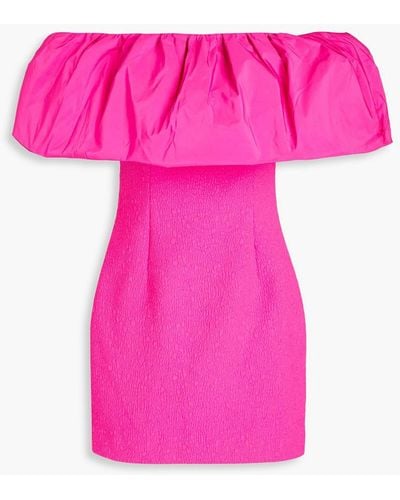 Rebecca Vallance Cecily Off-the-shoulder Taffeta And Cloqué Mini Dress - Pink
