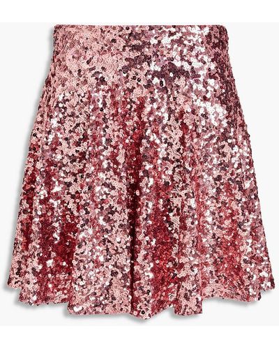 Dolce & Gabbana Sequined Stretch-tulle Mini Skirt - Pink