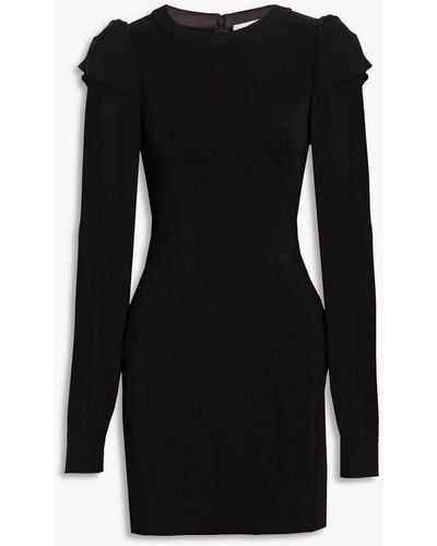 Saloni Lola Silk Chiffon-paneled Ponte Mini Dress - Black