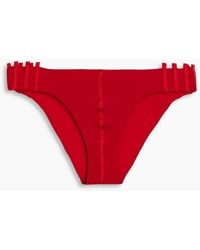 La Perla Satin-trimmed Low-rise Bikini Briefs - Red