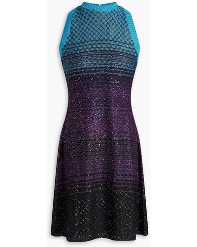 Missoni Sequined Crochet-knit Mini Dress - Blue