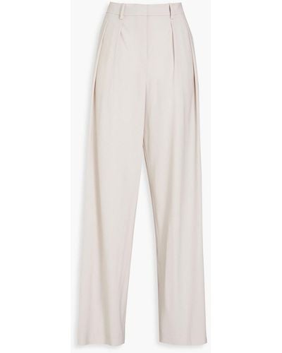 Theory Pleated Wool-blend Wide-leg Trousers - White