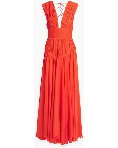 Maria Lucia Hohan Mimi Pintucked Georgette Gown - Red