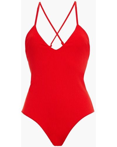 Mara Hoffman Emma Ribbed Swimsuit - Red