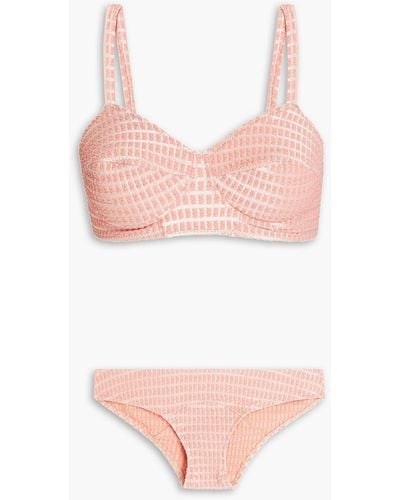 Lisa Marie Fernandez Goldwyn Metallic Stretch-seersucker Bikini - Pink